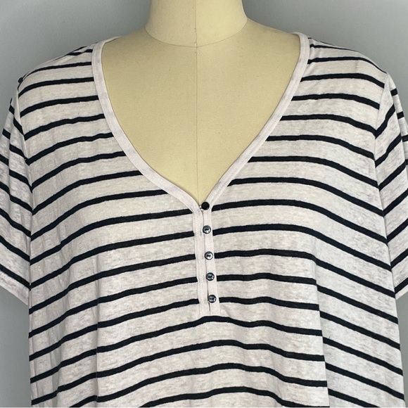Old Navy Striped Linen-Blend Cropped Henley for Women- Size 2X- NWT - Picture 5 of 8